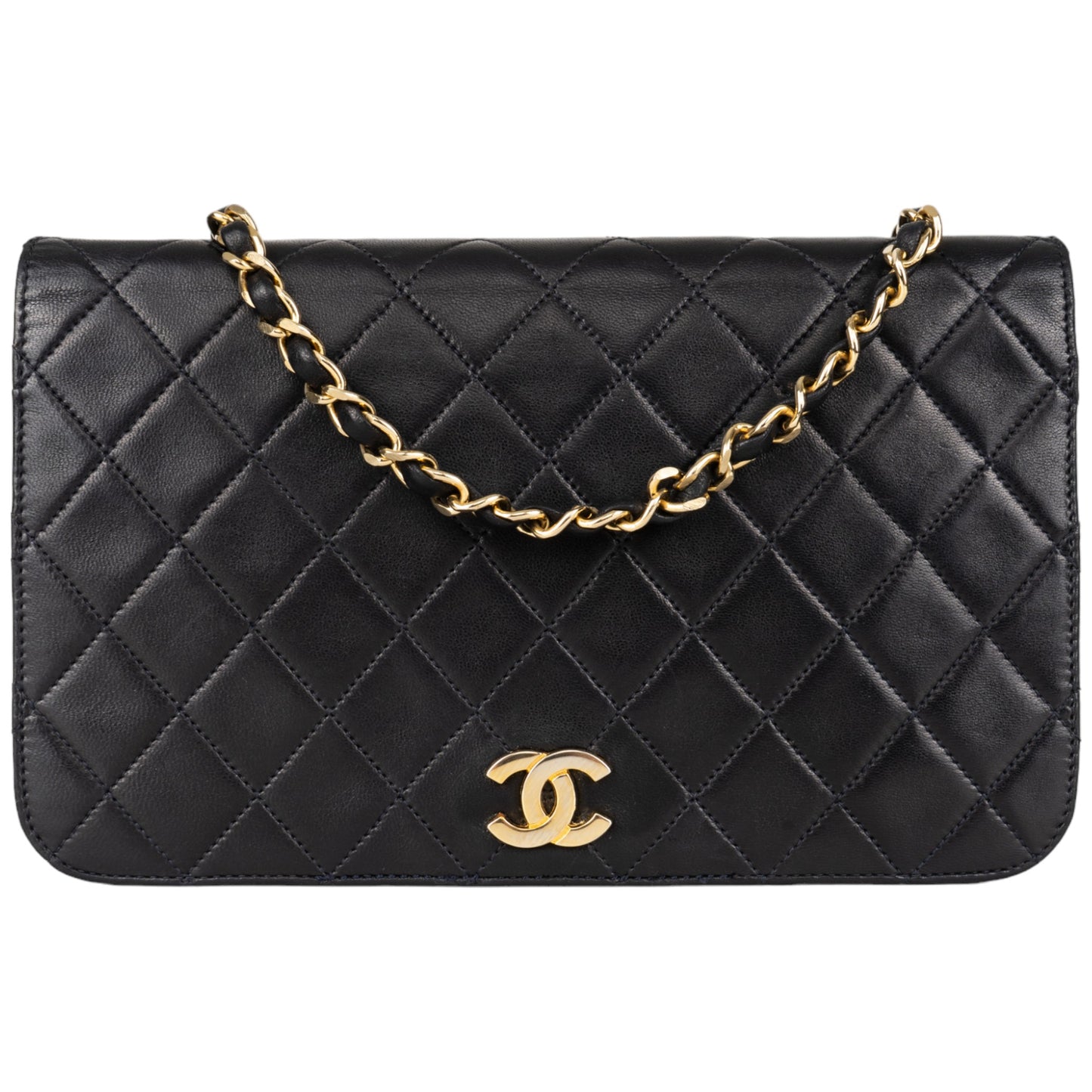 CHANEL QUILTED LAMBSKIN 24K GOLD SINGLE FLAP BAG