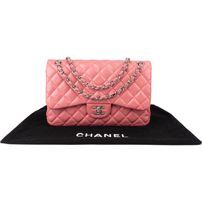Chanel Quilted Lambskin Jumbo Double Flap Crossbody Bag