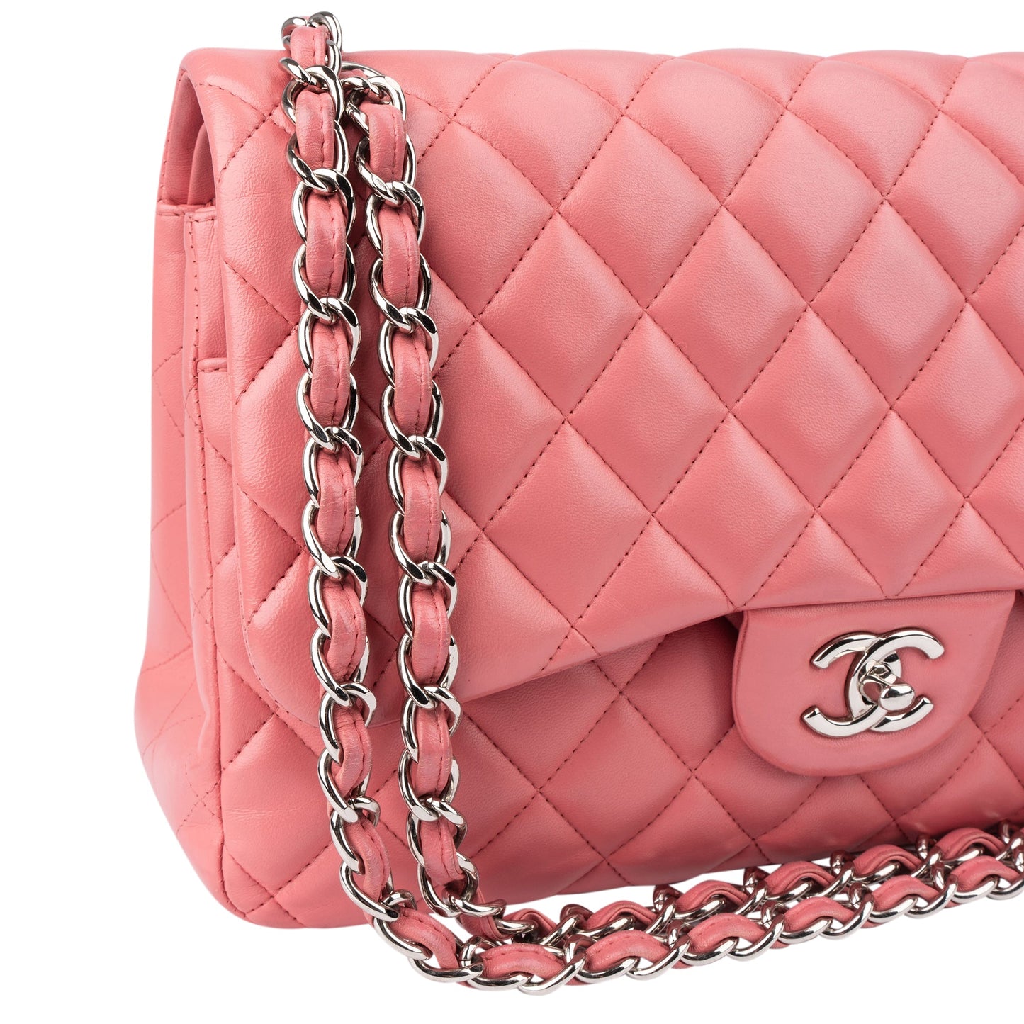 Chanel Quilted Lambskin Jumbo Double Flap Crossbody Bag