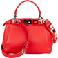 Fendi Red Leather Spikes Mini Peekaboo Handbag