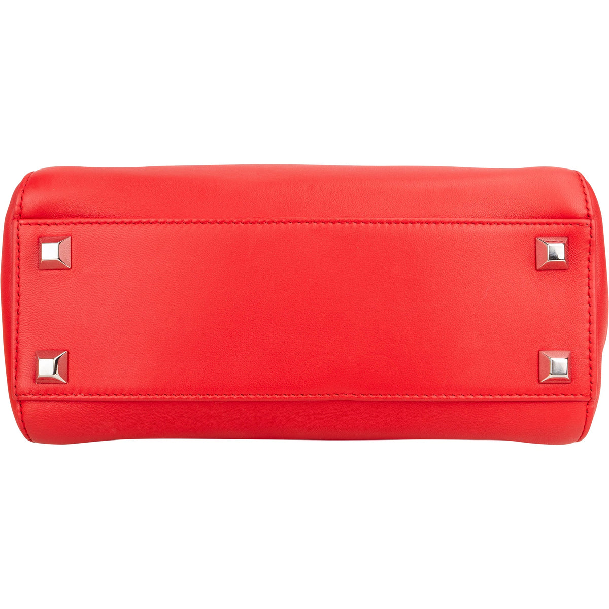 Fendi Red Leather Spikes Mini Peekaboo Handbag