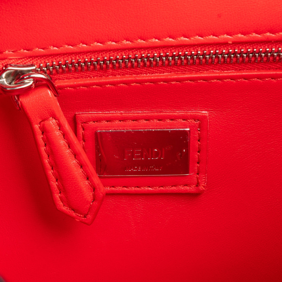 Fendi Red Leather Spikes Mini Peekaboo Handbag
