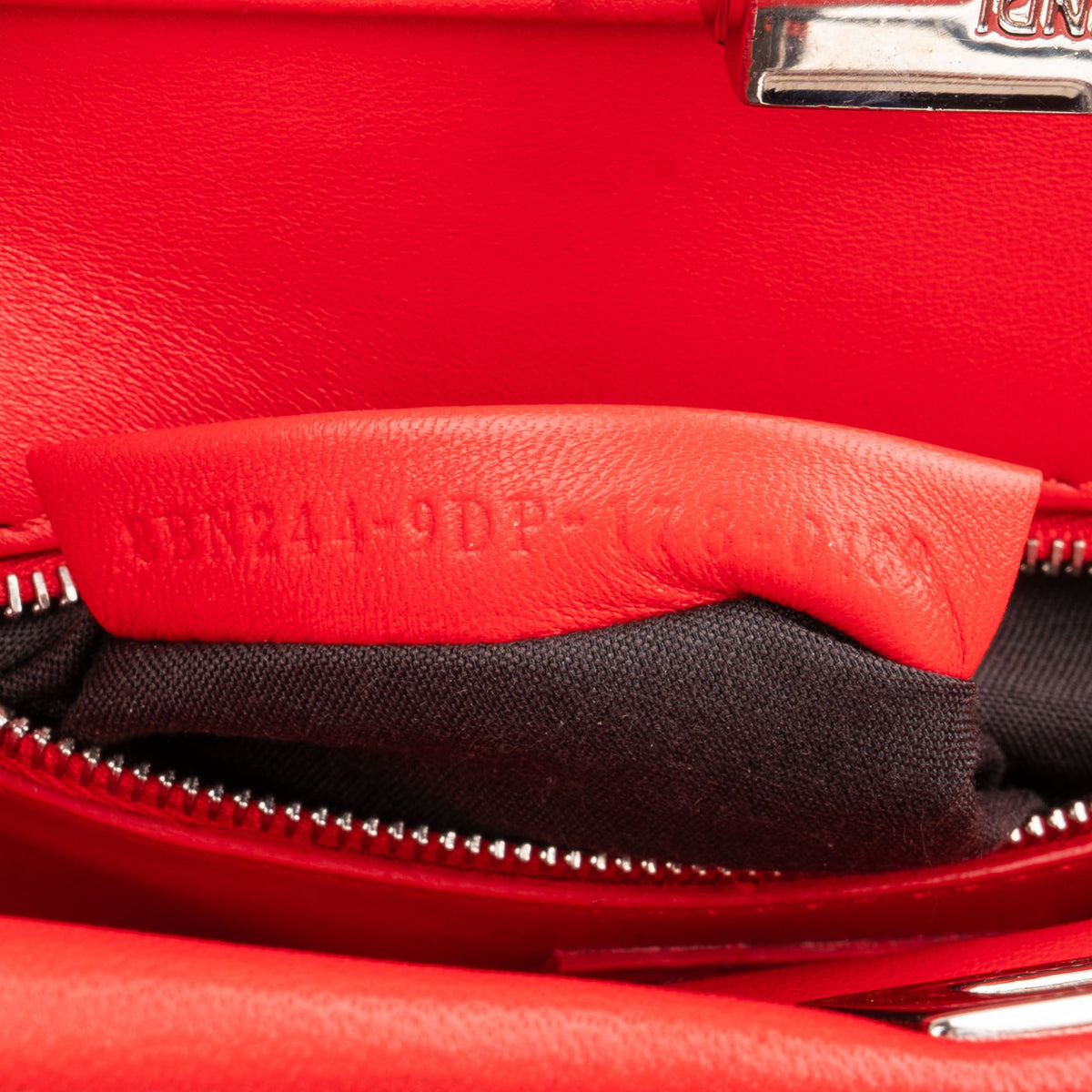 Fendi Red Leather Spikes Mini Peekaboo Handbag