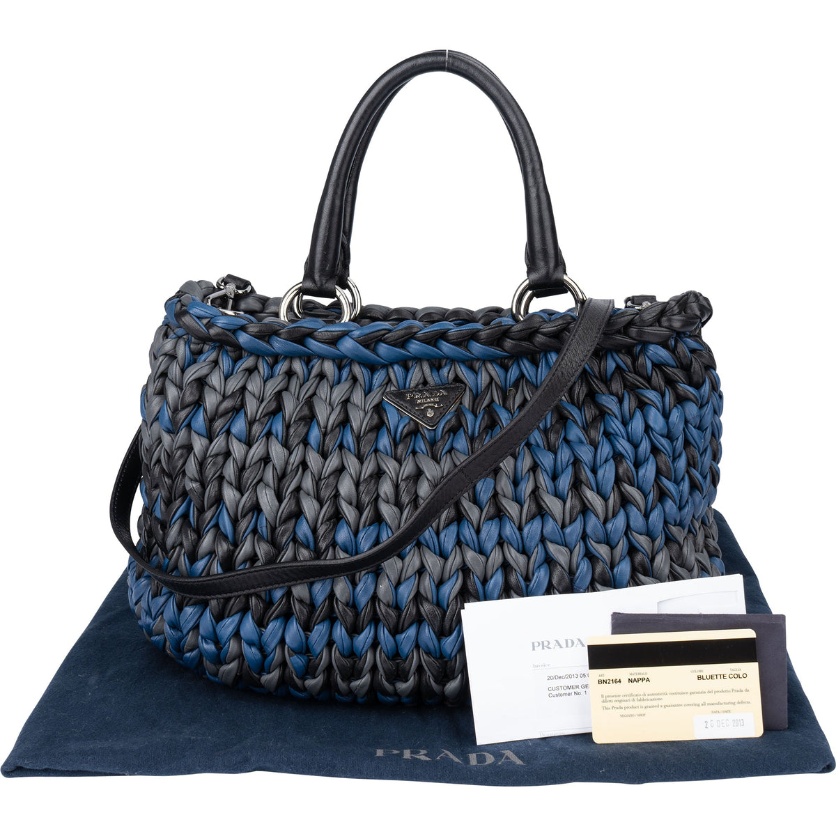 Prada Tricolor Braided Leather City Handbag