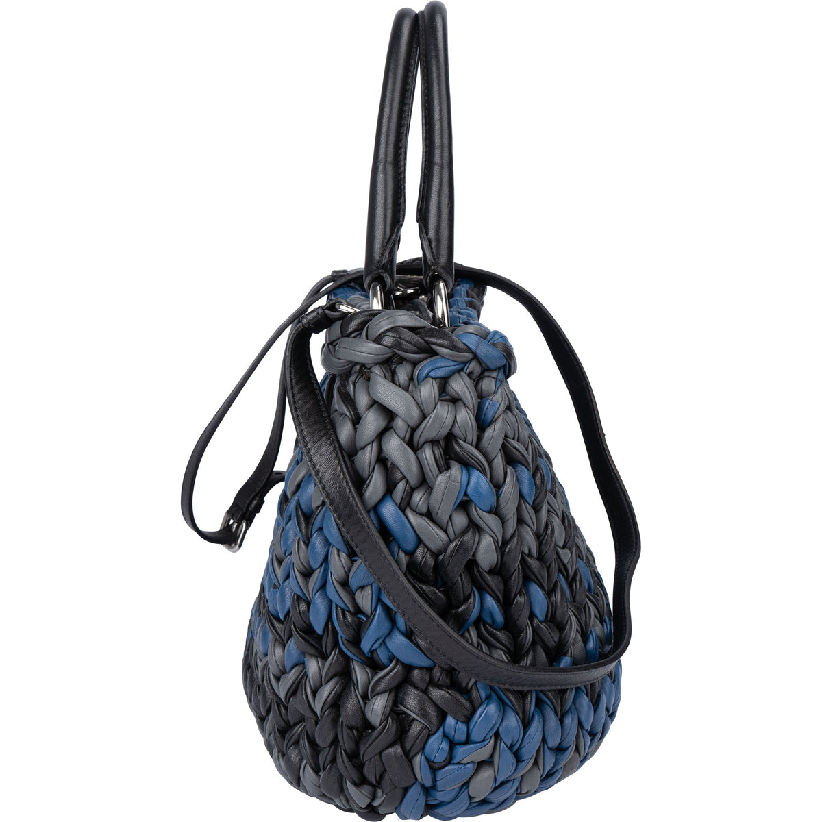Prada Tricolor Braided Leather City Handbag