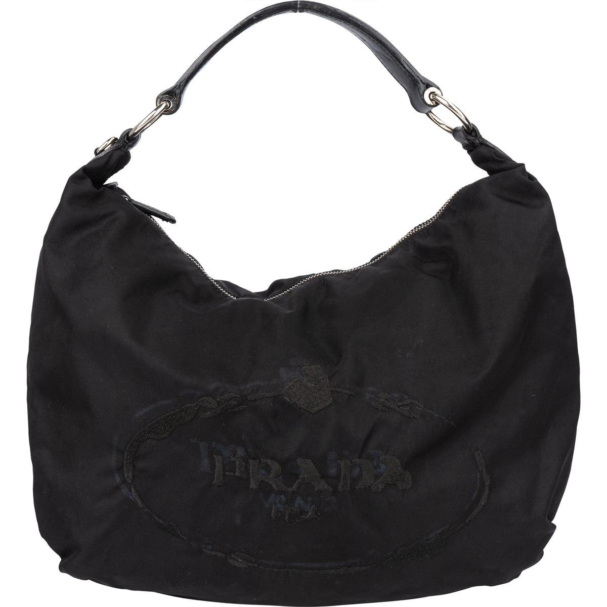Prada Oblique Hobo aus Nylon – Vorderansicht