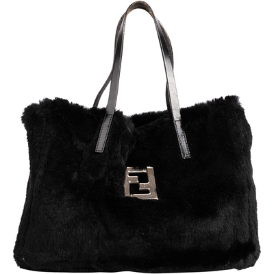 Fendi FF Black Fur Hand Bag