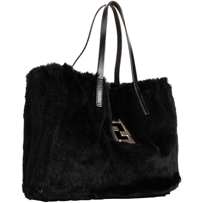 Fendi FF Black Fur Hand Bag