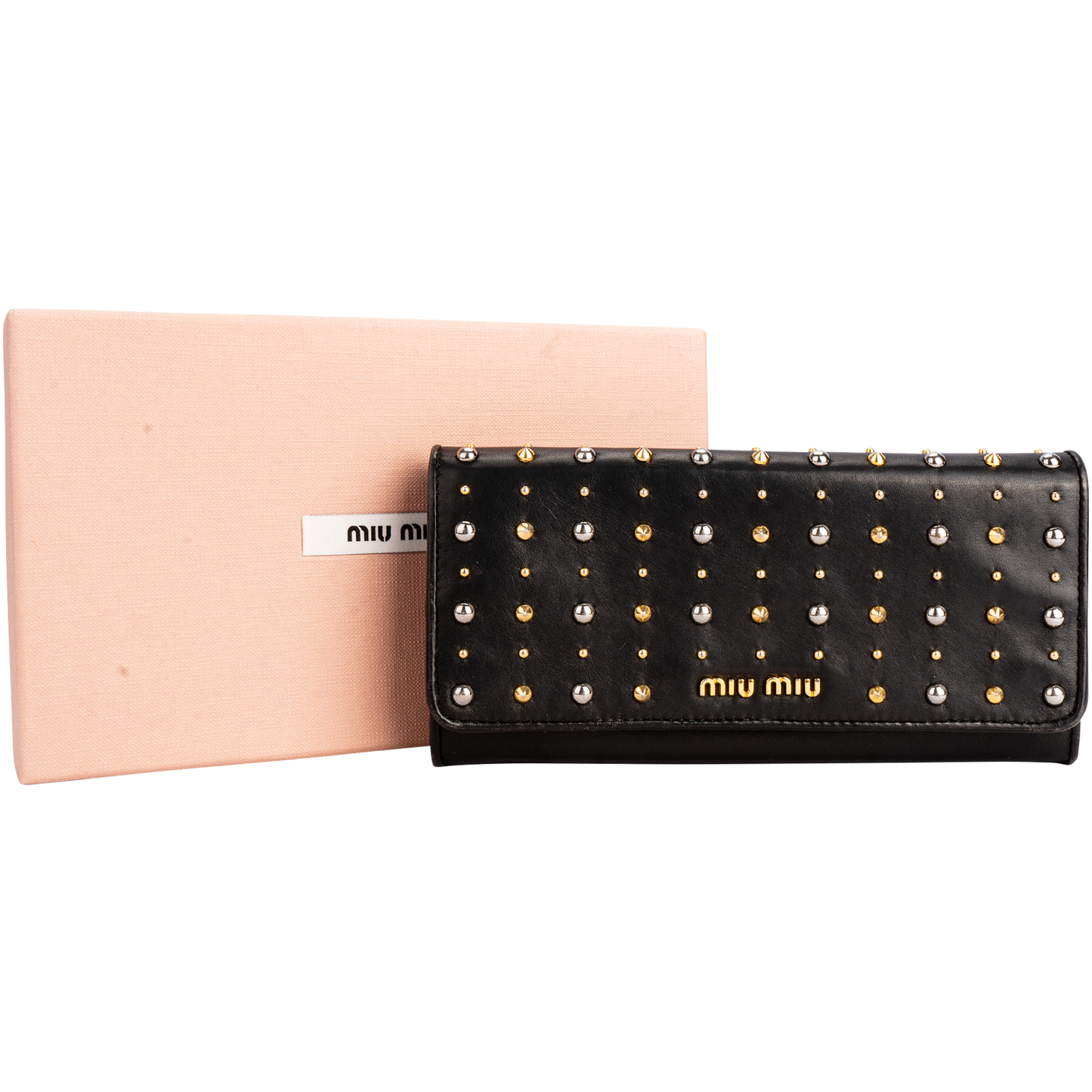 Miu Miu Studded Zip Around Wallet