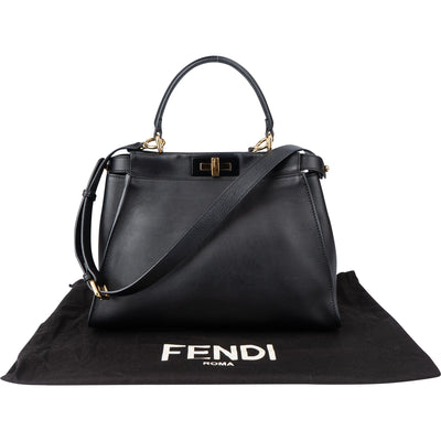Fendi Black Leather Peekaboo Handbag
