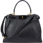 Fendi Peekaboo aus schwarzem Leder – Vorderansicht