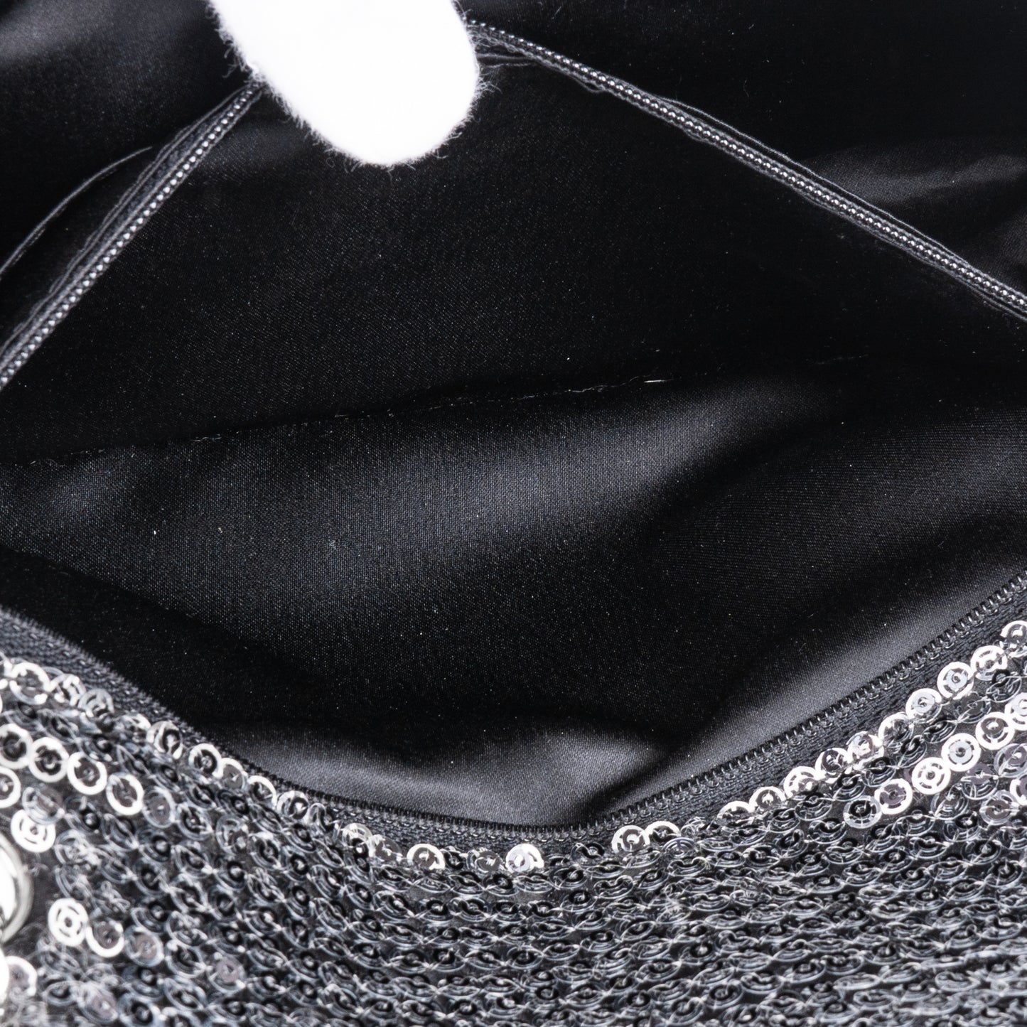 Chanel Silver Sequin Medium Single Flap Bag