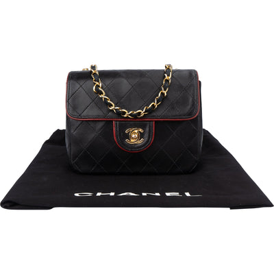 Chanel Quilted Bicolor Lambskin 24K Gold Single Flap Crossbody Bag