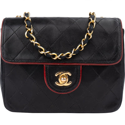 Chanel Quilted Bicolor Lambskin 24K Gold Single Flap Crossbody Bag