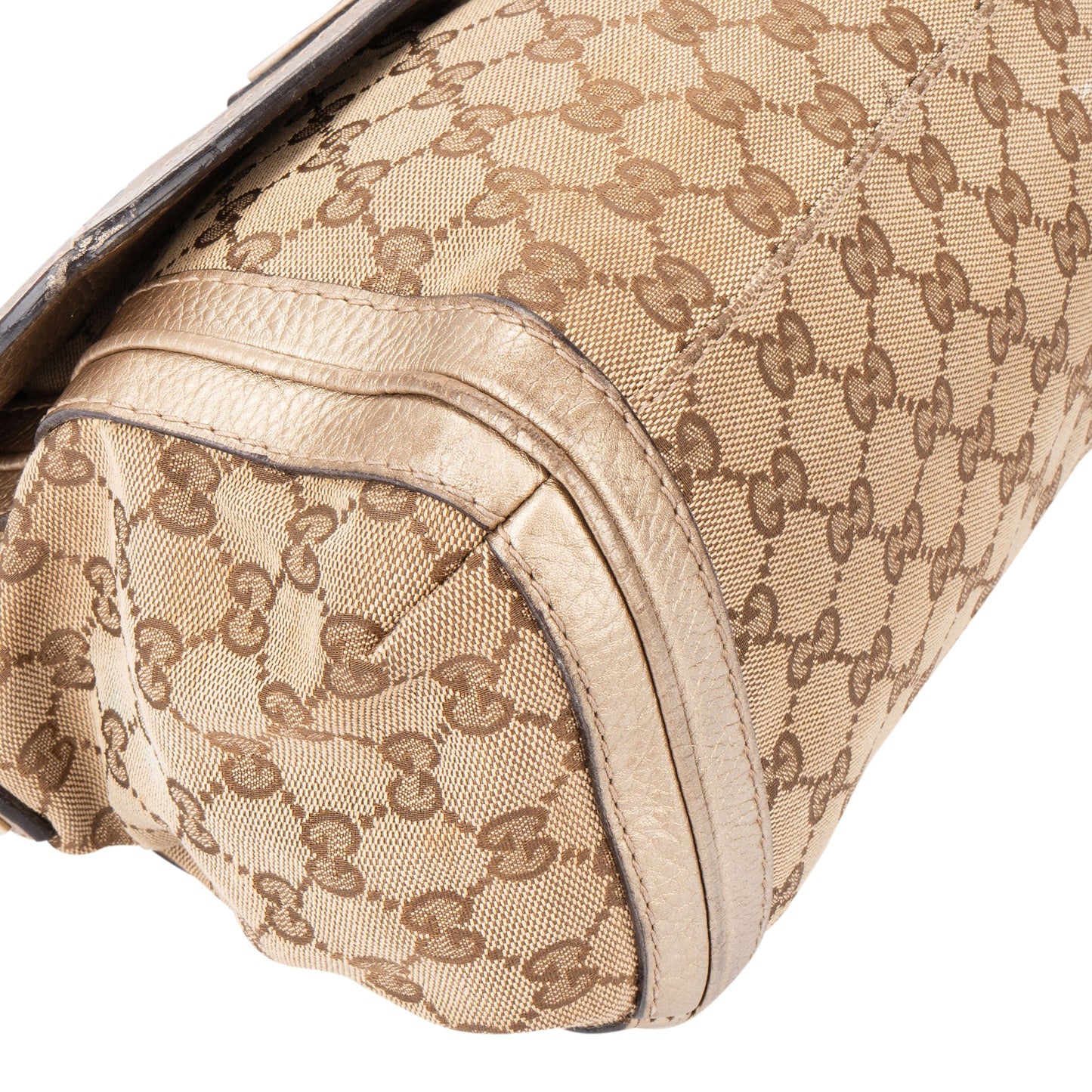 Gucci GG Monogram Braided Leather Bamboo Handbag