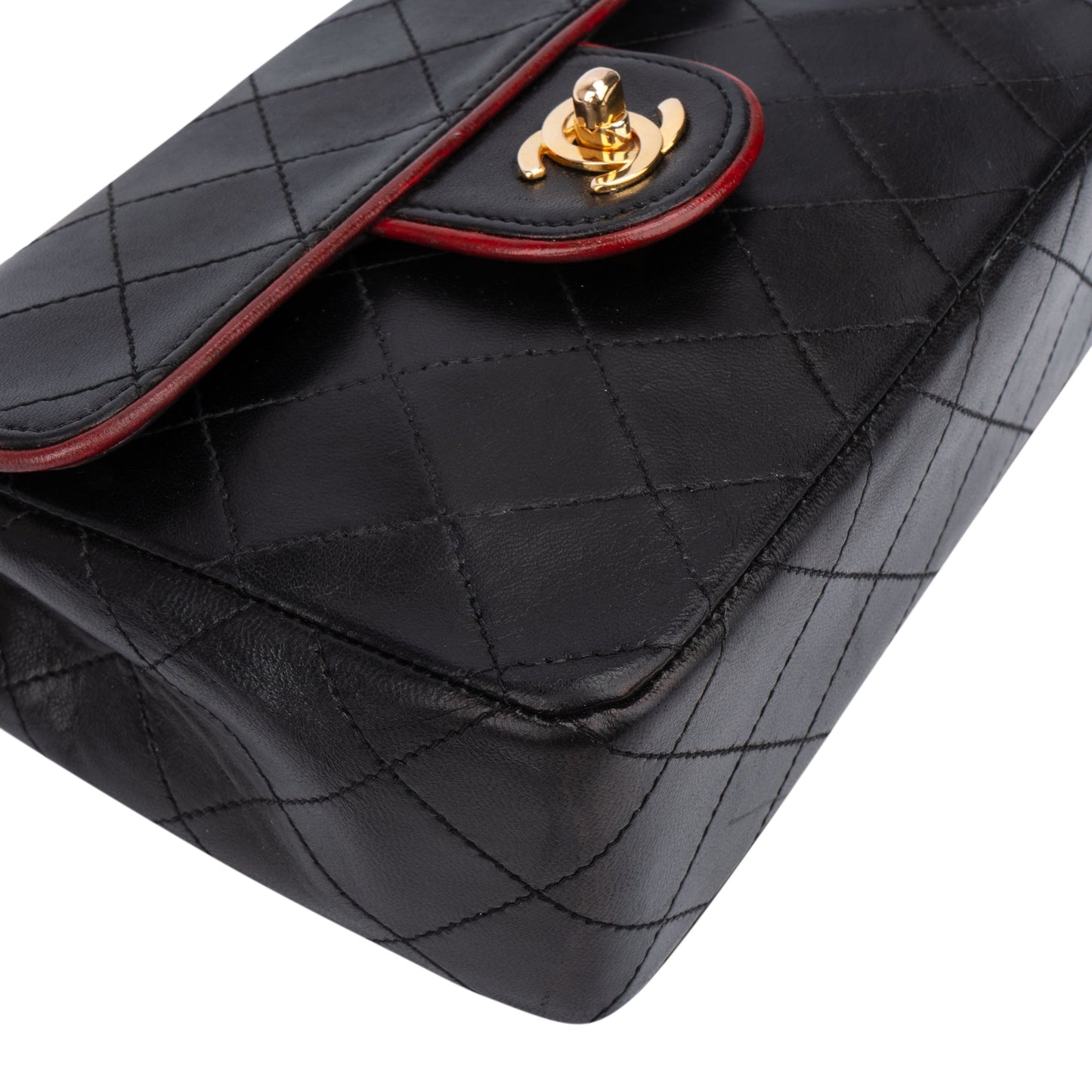 Chanel Quilted Bicolor Lambskin 24K Gold Single Flap Crossbody Bag