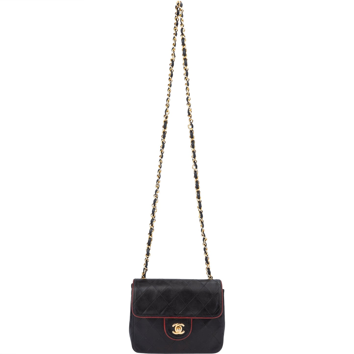 Chanel Quilted Bicolor Lambskin 24K Gold Single Flap Crossbody Bag