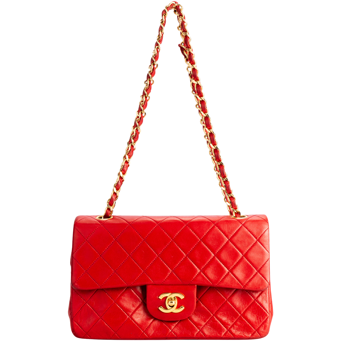 Chanel Quilted Lambskin 24K Gold Small Double Flap Bag