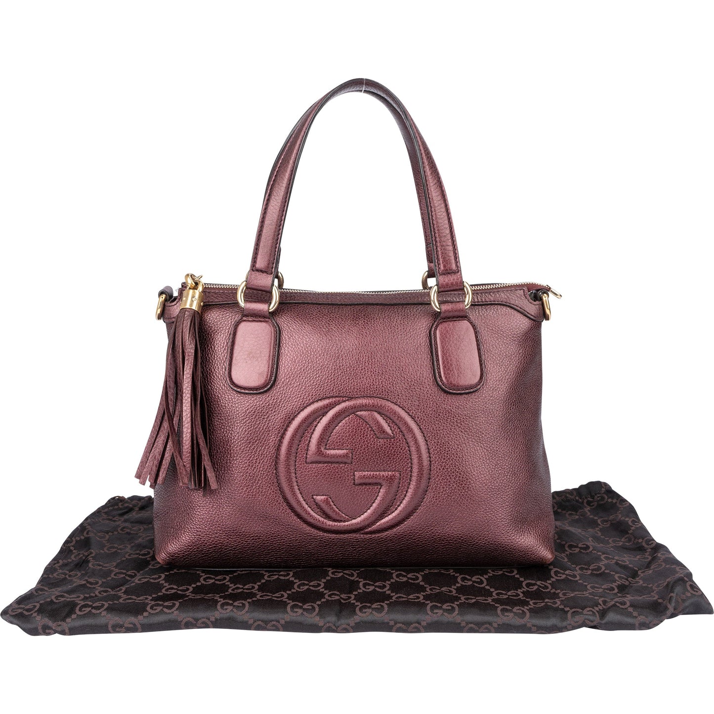 Gucci Metallic Leather GG Soho Handbag