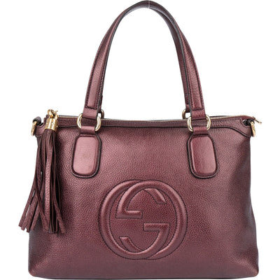 Gucci Metallic Leather GG Soho Handbag