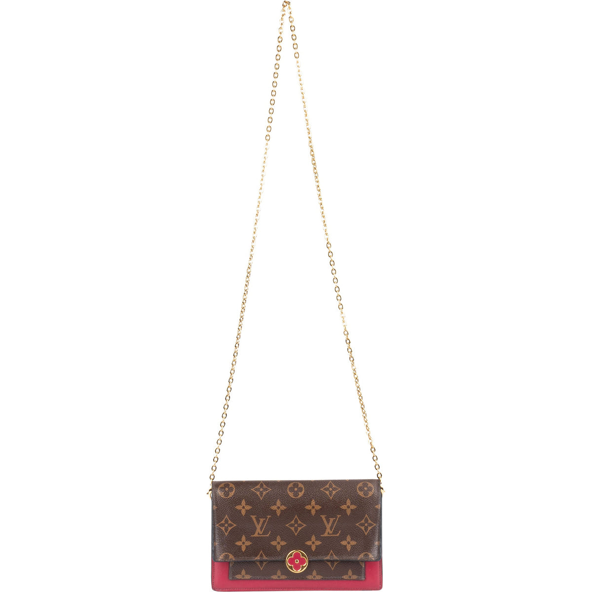Louis Vuitton Monogram Canvas Flore Wallet On Chain Crossbody Bag