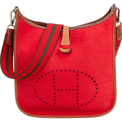 Hermès Rouge Wool Felt Evelyne PM Crossbody Bag