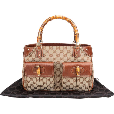 Gucci GG Monogram Bamboo Handbag
