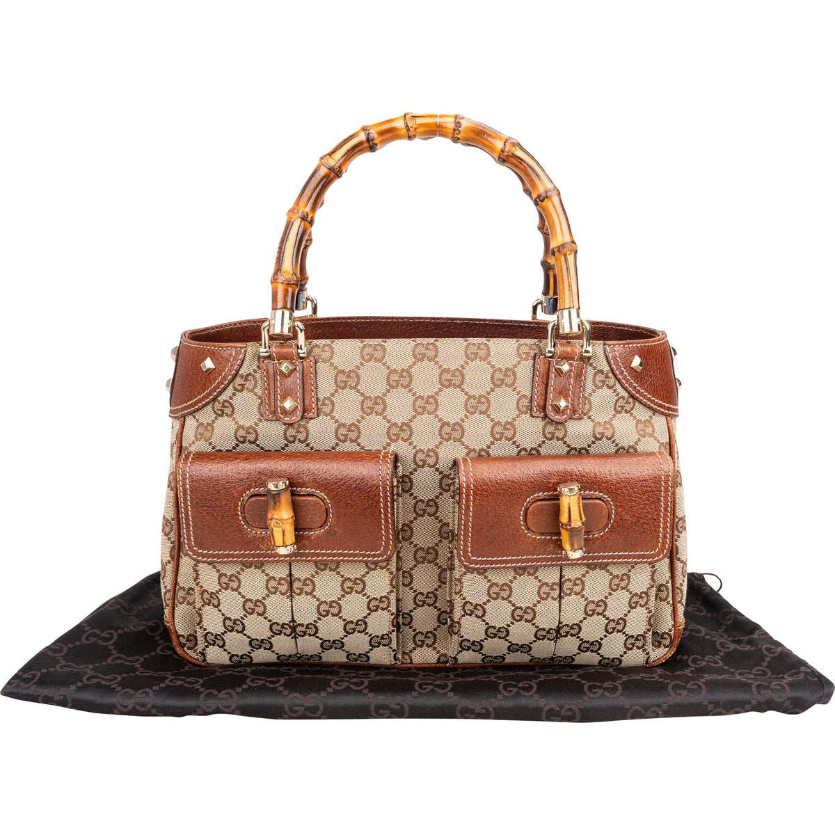 Gucci GG Monogram Bamboo Handbag