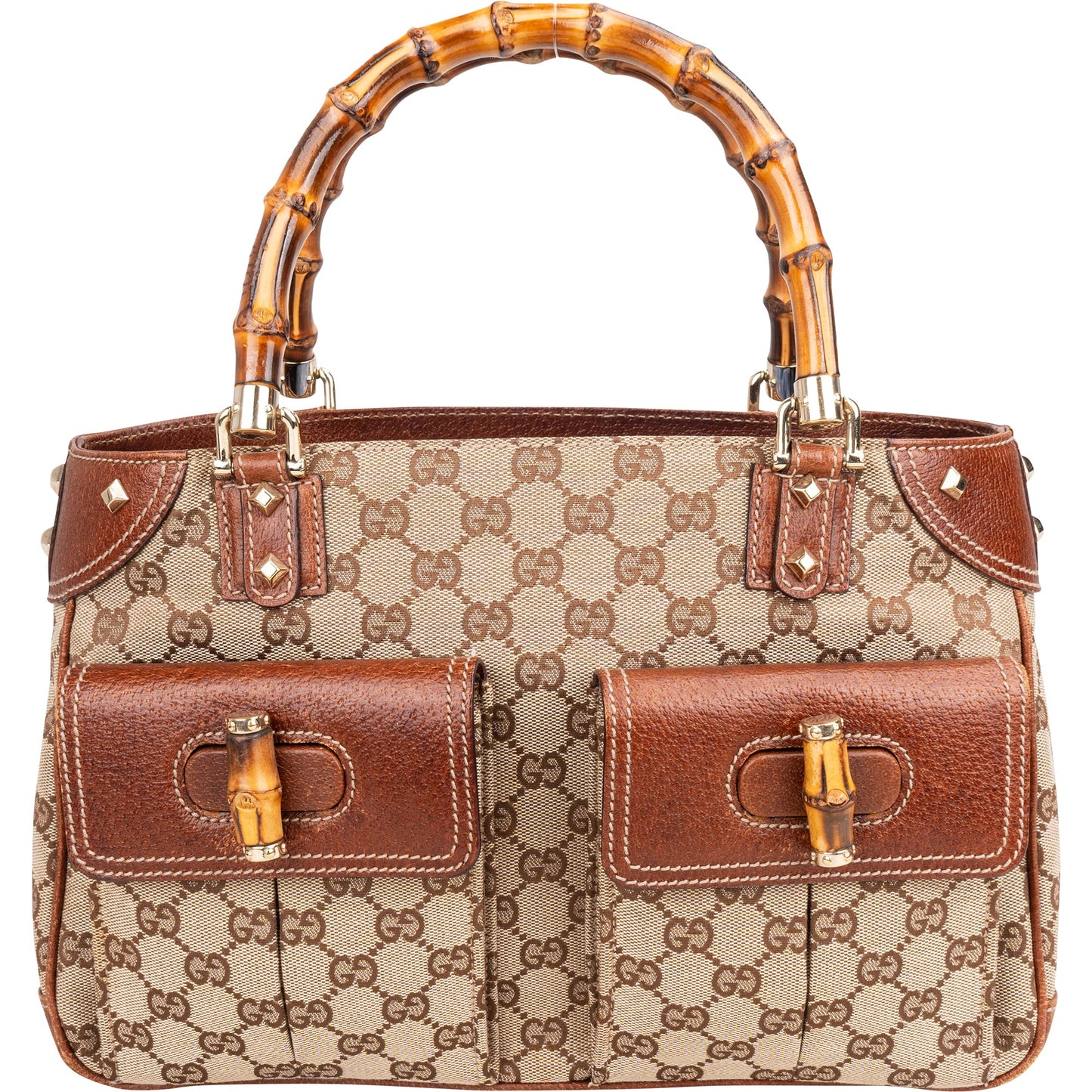 Gucci GG Monogram Bamboo Handbag