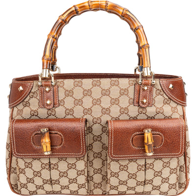 Gucci GG Monogram Bamboo Handbag