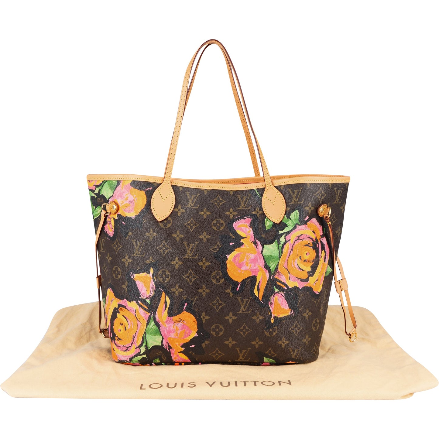 Louis Vuitton Canvas Monogram Limited Roses Neverfull MM Shoulder Bag