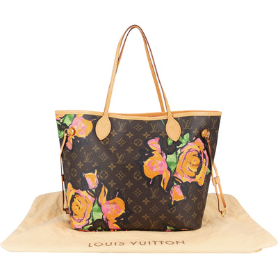 Louis Vuitton Canvas Monogram Limited Roses Neverfull MM Shoulder Bag