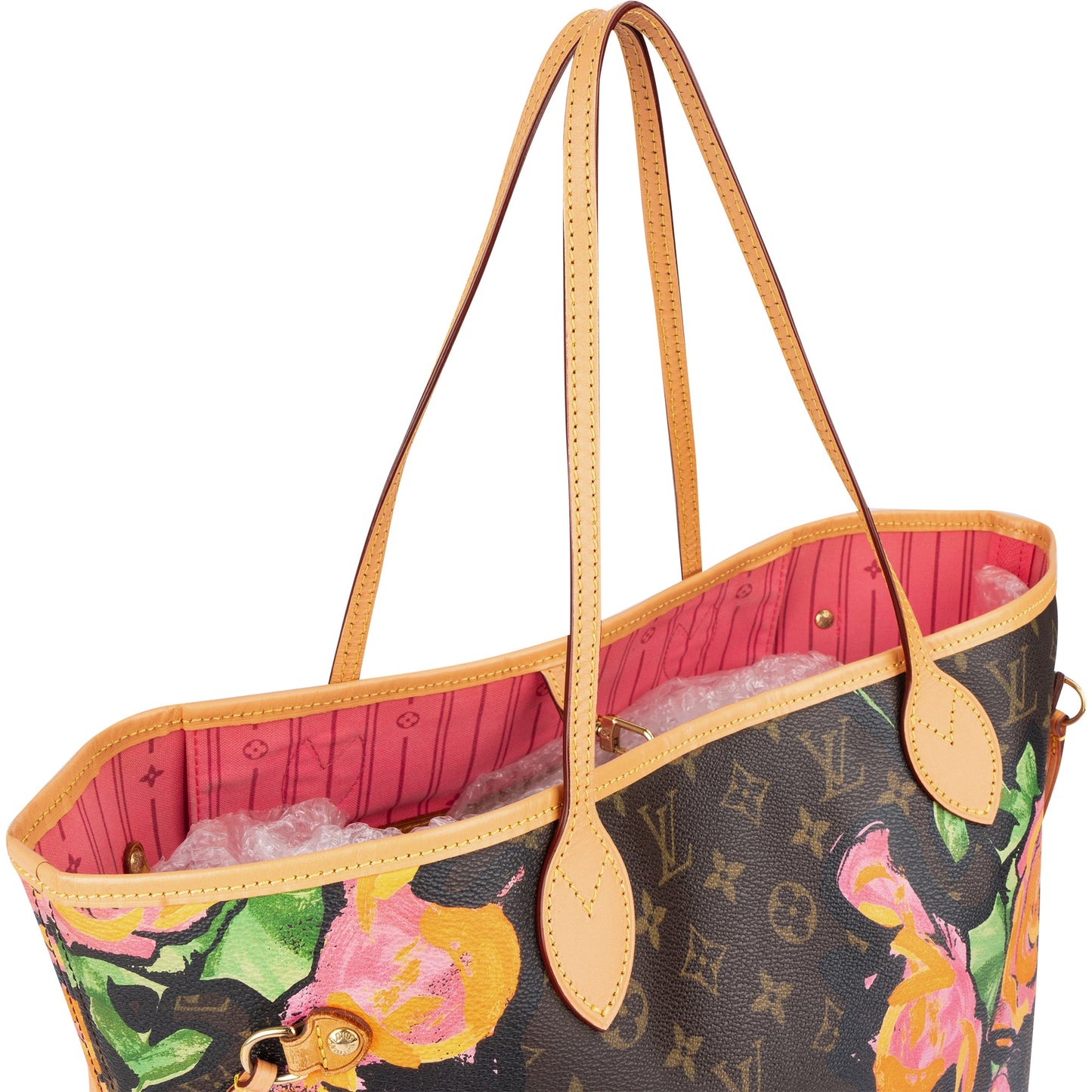 Louis Vuitton Canvas Monogram Limited Roses Neverfull MM Shoulder Bag
