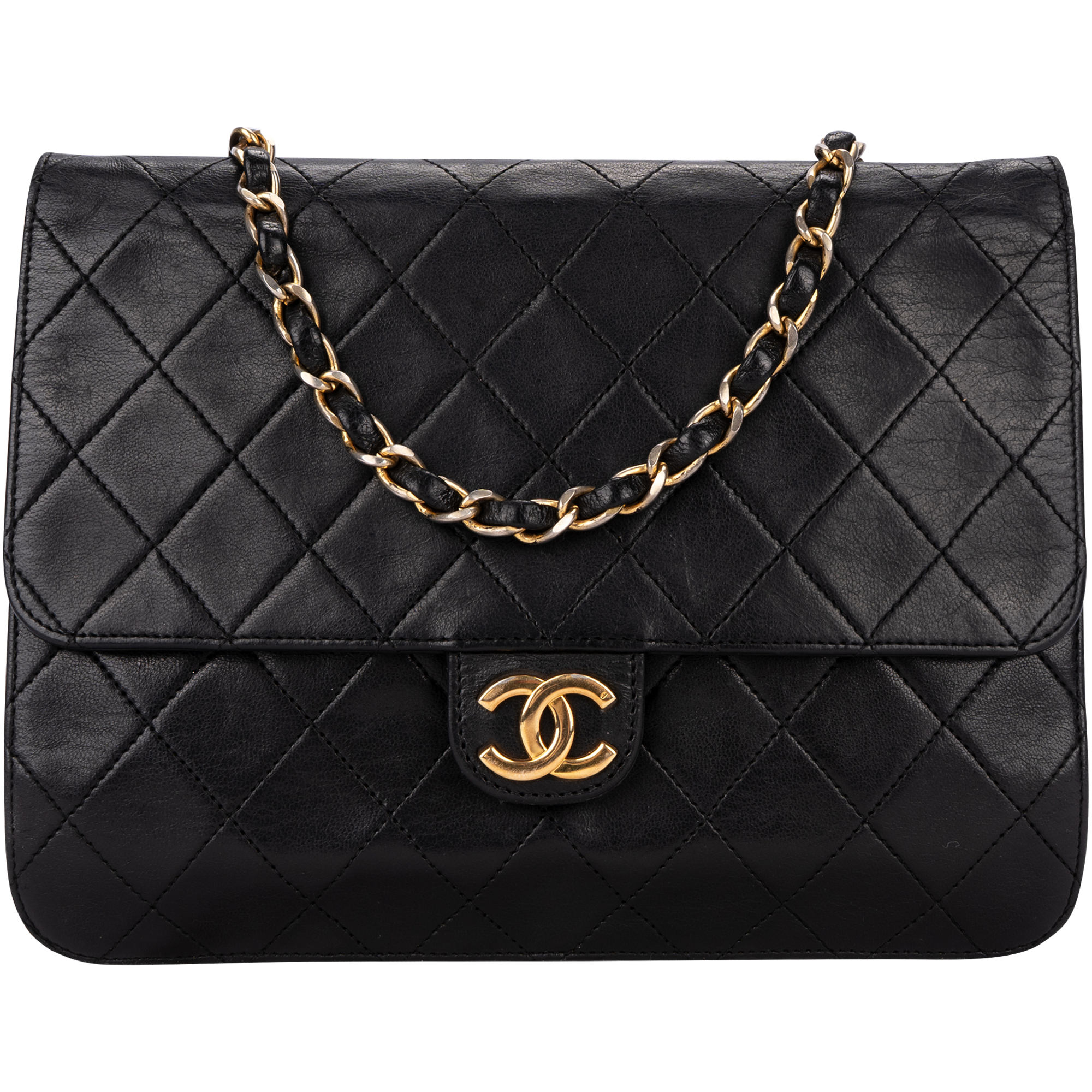 Chanel Quilted Lambskin 24K Gold Single Flap Shoulder Bag