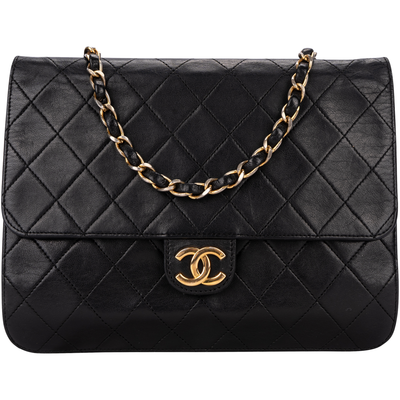 Chanel Quilted Lambskin 24K Gold Single Flap Shoulder Bag