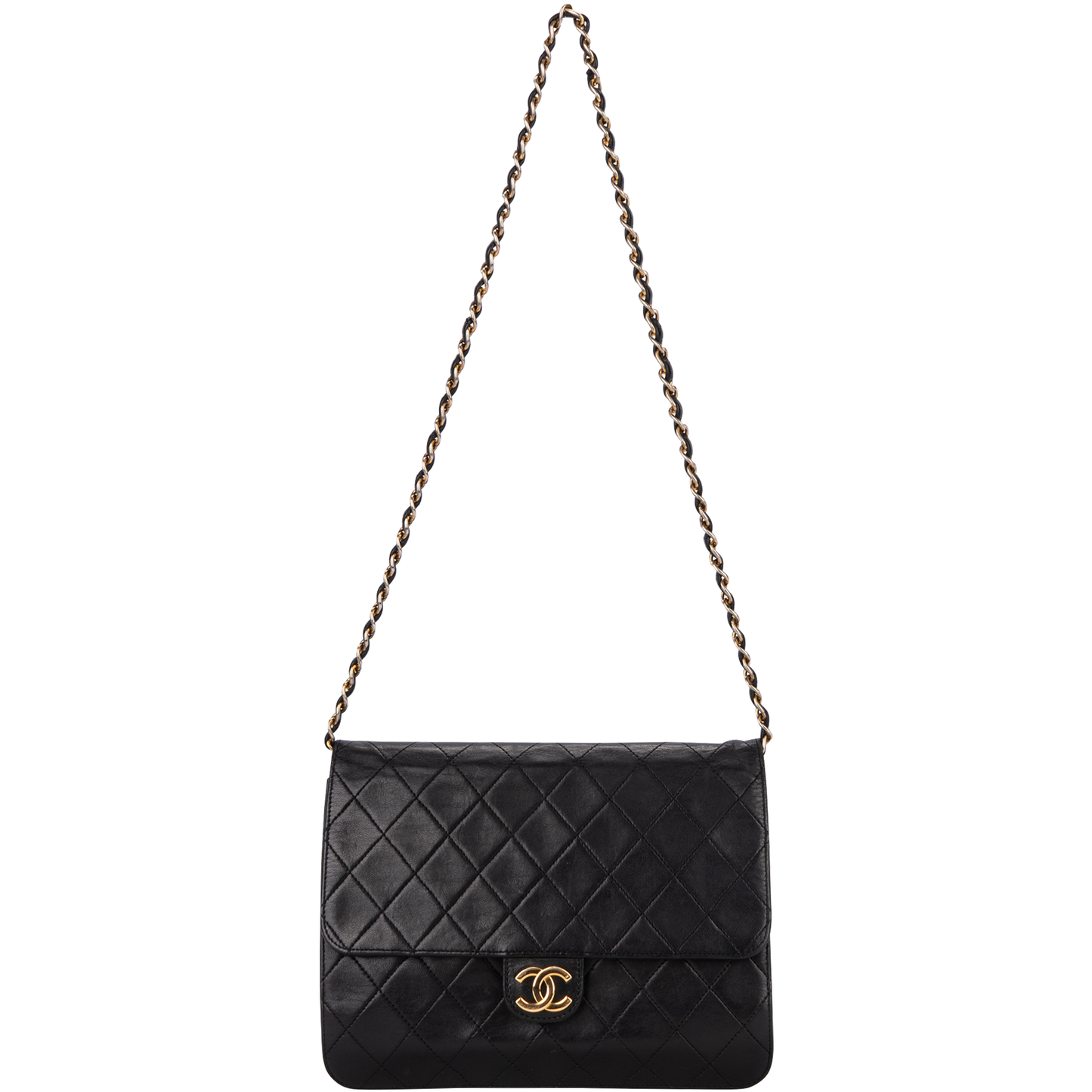 Chanel Quilted Lambskin 24K Gold Single Flap Shoulder Bag