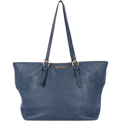Miu Miu Blue Vitello Leather Shoulder Bag