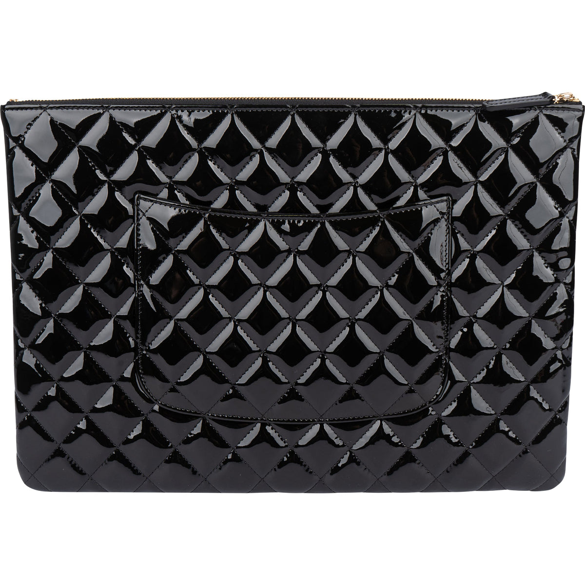 Chanel Quilted Patent Leather CC Clutch