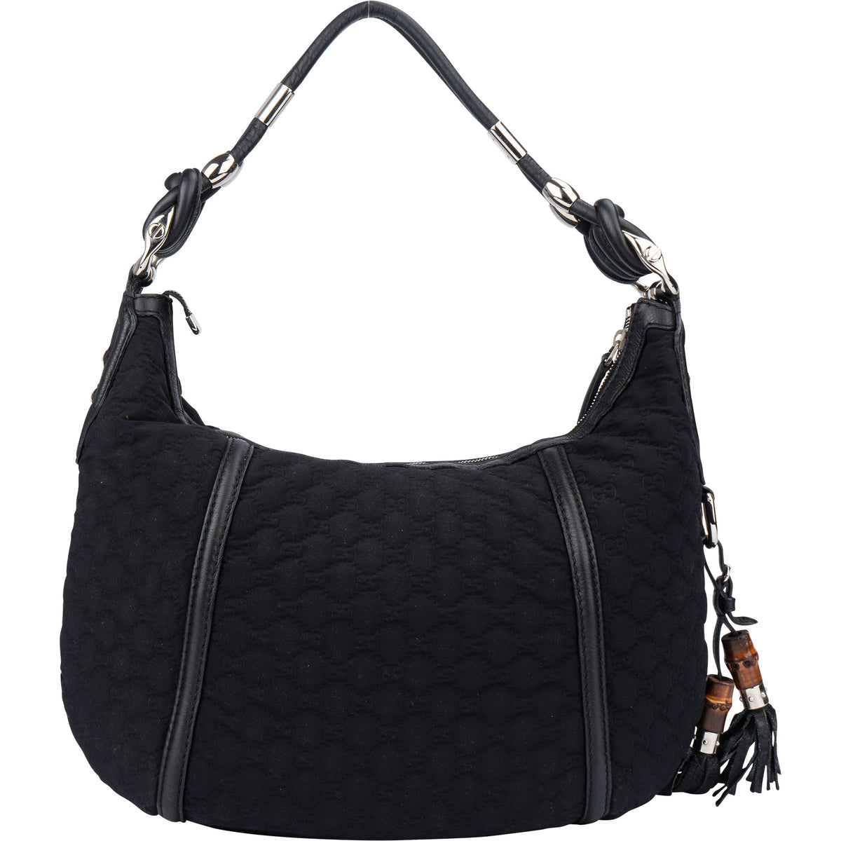 Gucci GG Monogram Bamboo Hobo Bag