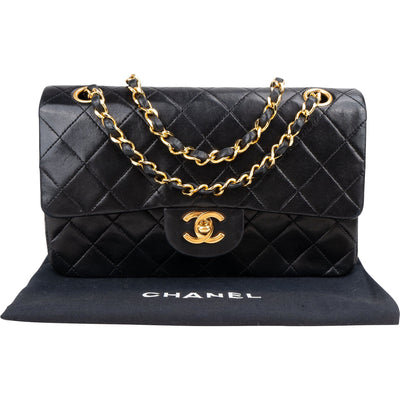 Chanel Quilted Lambskin 24K Gold Small Double Flap Crossbody Bag