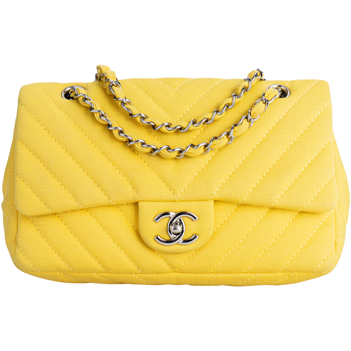 Chanel Yellow Chevron Medium Single Flap Bag