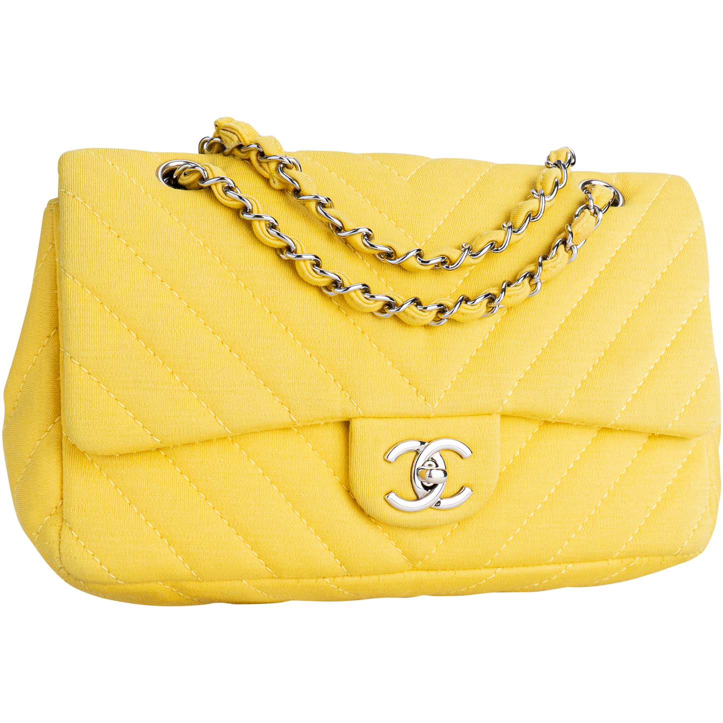 Chanel Yellow Chevron Medium Single Flap Bag