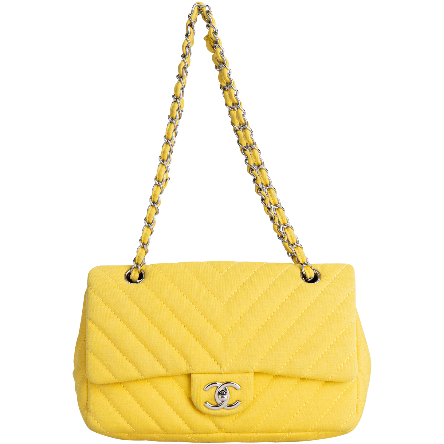 Chanel Yellow Chevron Medium Single Flap Bag