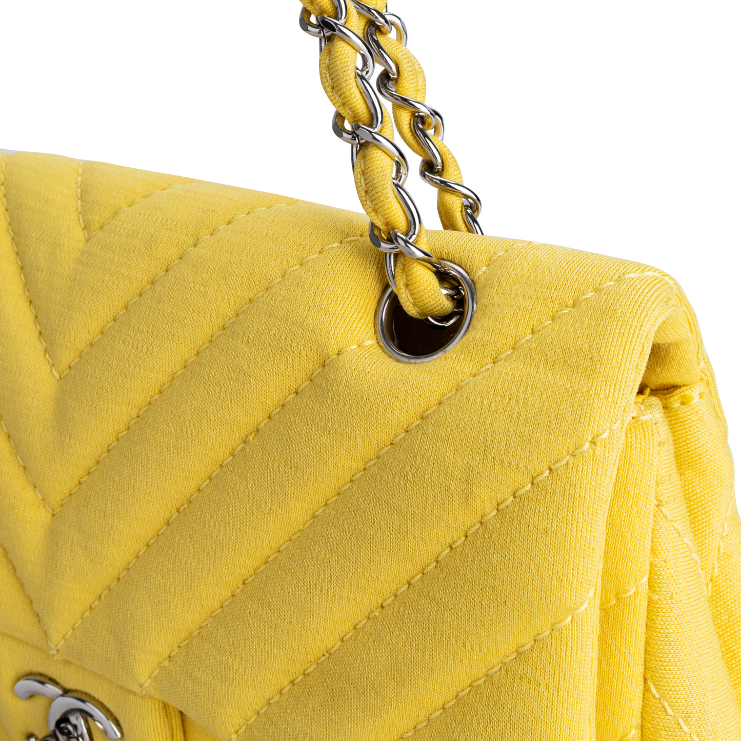 Chanel Yellow Chevron Medium Single Flap Bag