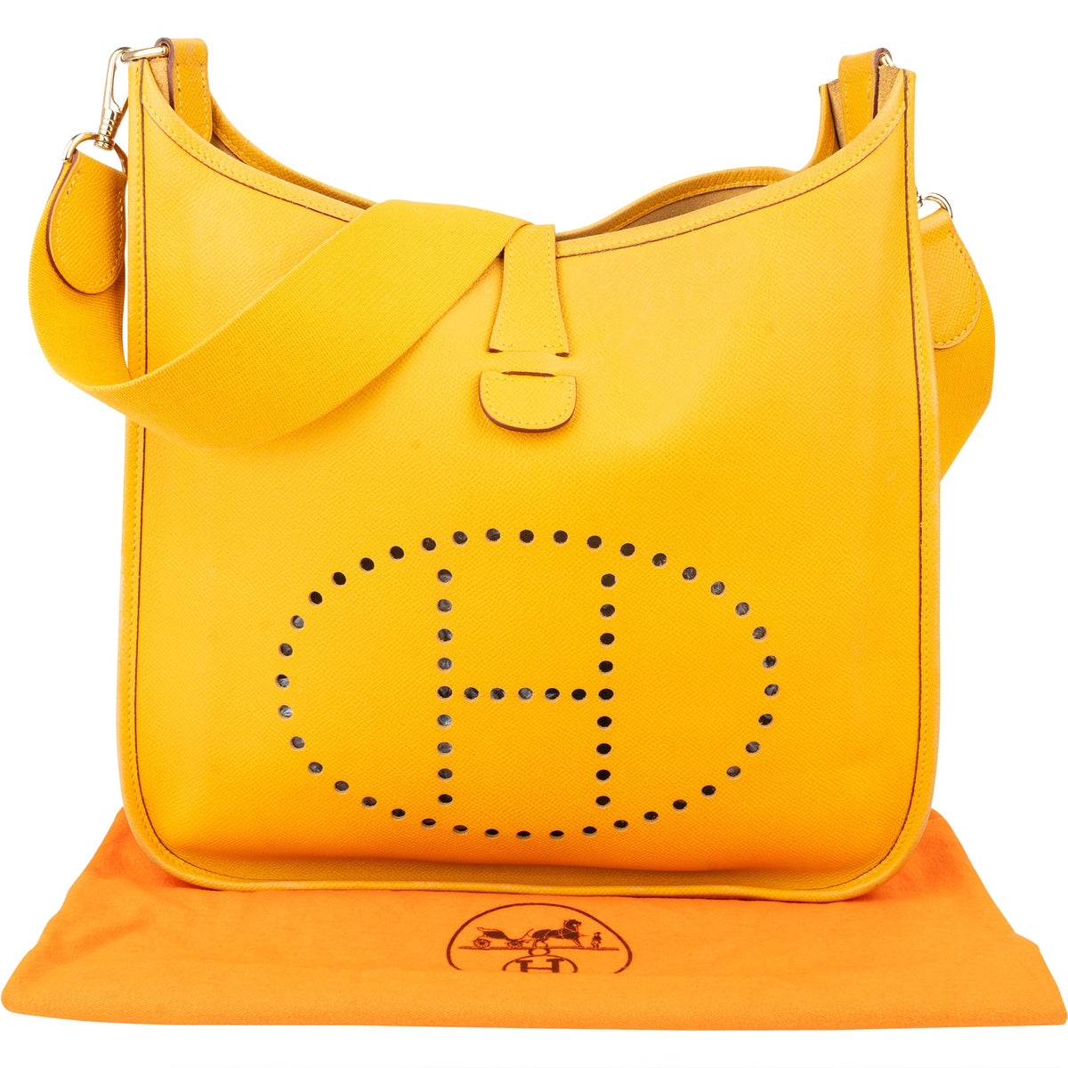 Hermès Yellow Leather Evelyne GM Crossbody Bag