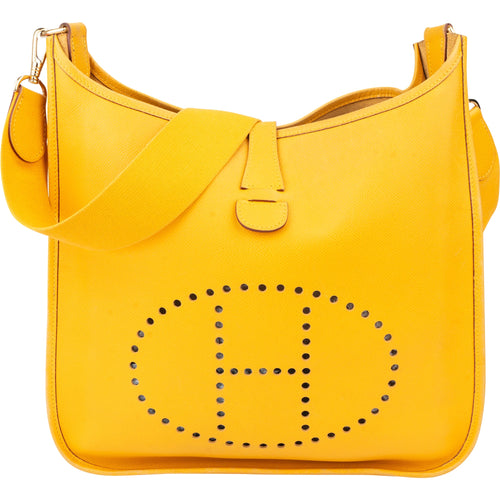 Hermès Yellow Leather Evelyne GM Crossbody Bag