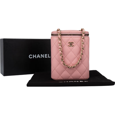 Chanel Pink Caviar Leather Mini Vertical Vanity Crossbody Bag