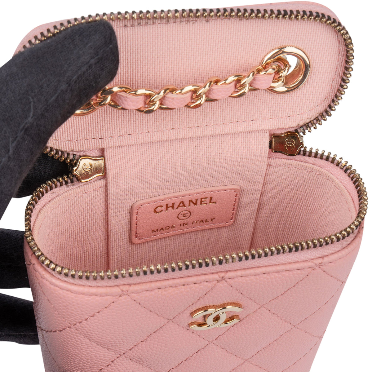 Chanel Pink Caviar Leather Mini Vertical Vanity Crossbody Bag