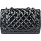 Chanel Quilted Patent Leather Palladium Jumbo Single Flap Crossbody Bag
