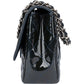Chanel Quilted Patent Leather Palladium Jumbo Single Flap Crossbody Bag
